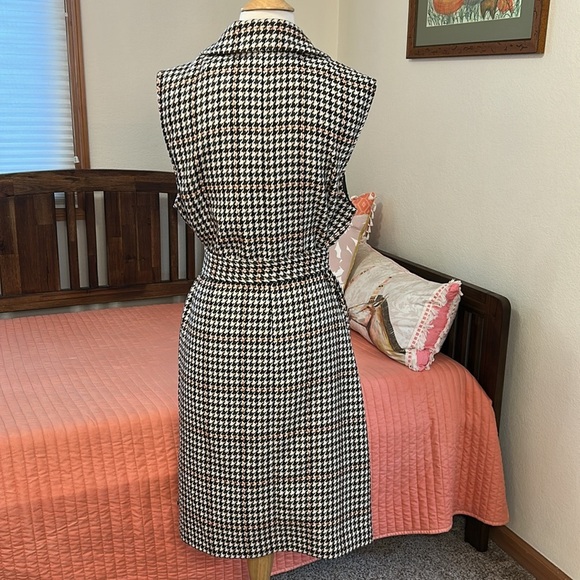 Marc New York Andrew Marc Houndstooth Longline Open Belted Sleeveless Jacket L - Picture 6 of 16